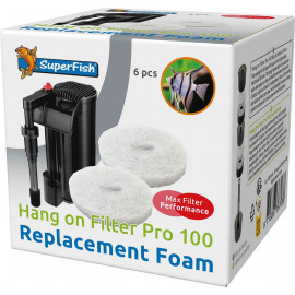 SuperFish Hang On Filter Pro 100 Mousse filtrante x6  - Mousses de rechange