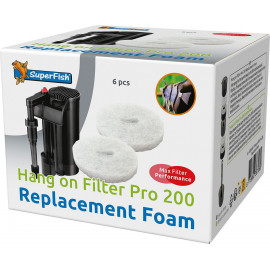 SUPERFISH Hang On Filter Pro 200 Mousse filtrante x6 - Mousse de rechange