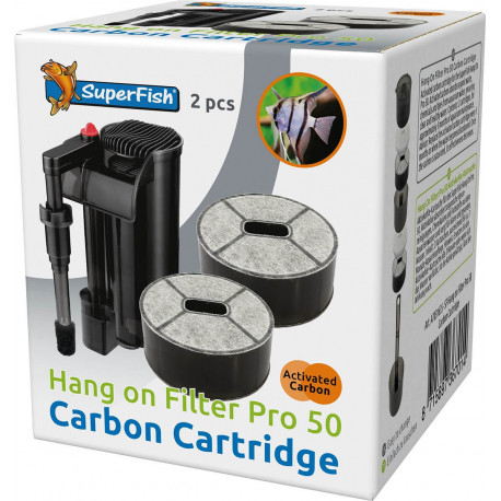 SuperFish Hang On Filter Pro 50 Cartouche Charbon Actif x2