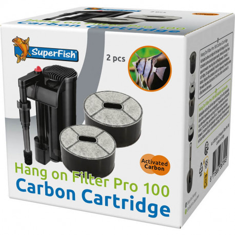 SuperFish Hang On Filter Pro 100 Cartouche Charbon Actif x2