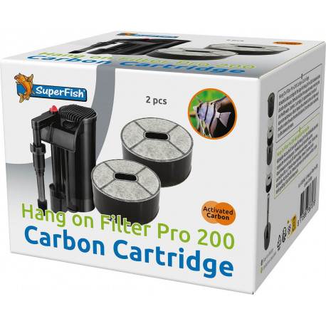 SuperFish Hang On Filter Pro 200 Cartouche Charbon Actif x2