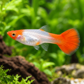 Guppy de selection - Poecilia reticulata Kohaku femelle
