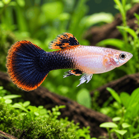 Guppy de selection - Poecilia reticulata Pink Tuxedo mâle