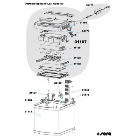 SERA vitre transparente pour SERA BIOTOP NANO LED CUBE 60