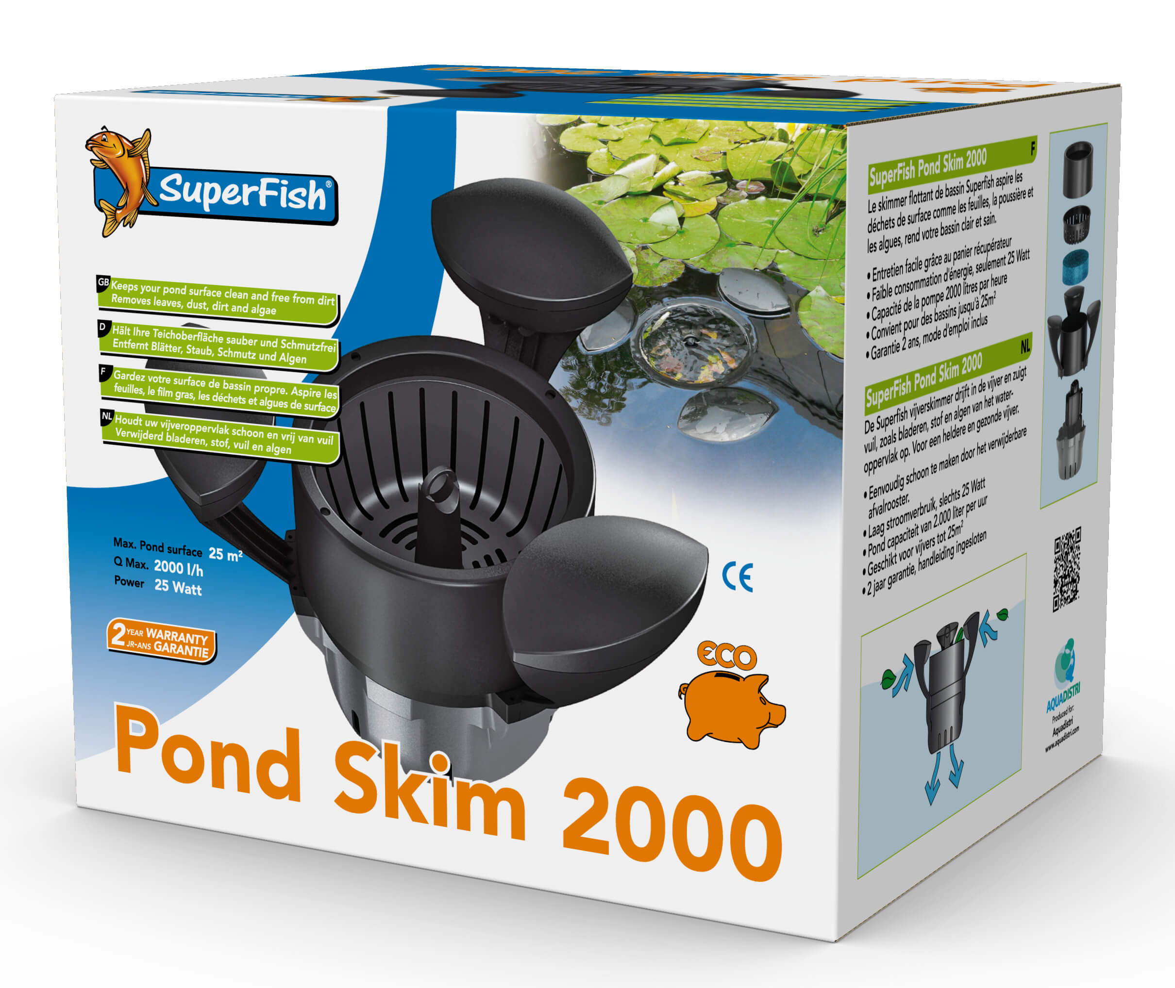 Superfish Pond Skim 2000-teichskimmer pour étangs jusqu'à 25 mâ² 