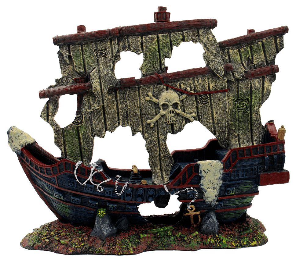 Épave De Bateau Décorative Pour Aquarium - 24,5 X 10 X 5,5 Cm - En Résine - Décoration Sous-marine Réaliste
