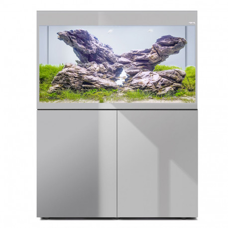 AQUAEL Glossy ST 100 gris - Ensemble aquarium + meuble