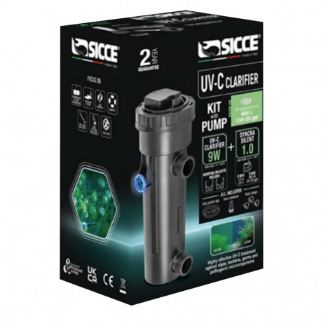 SICCE Kit UVC Clarifier 9 watts + Pompe Syncra 1.0 - Filtration UV