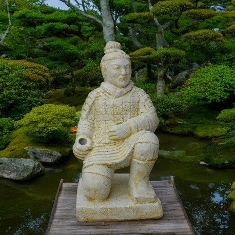 SEDA Guerrier Chinois à genoux 50 cm White - Décoration statue