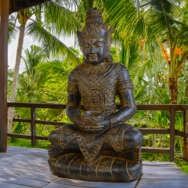 SEDA Bouddha assis Thaï 100 cm avec pot - Décoration statue