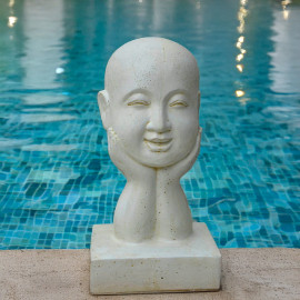 SEDA Moine Tête dans les mains 56 cm White - Décoration statue
