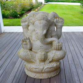 SEDA Ganesh assis 40 cm White  - Décoration statue