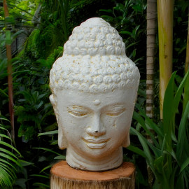 SEDA Tête de Bouddha 100cm Blanche light - Décoration statue
