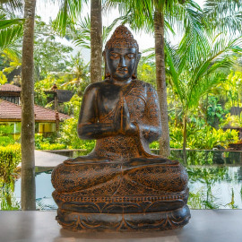 SEDA Bouddha assis 150 cm "A" Salutation Black Cooper - Décoration statue