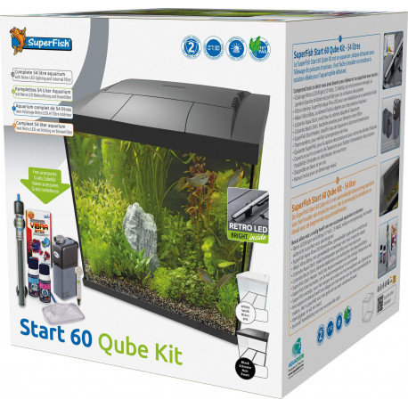 Superfish Start 60 Qube Kit Noir - Aquarium équipé