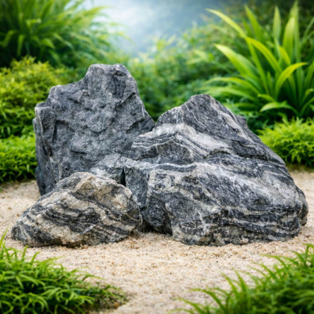 Zebra Stone roche naturelle rayures blanches grises pour aquascaping aquarium