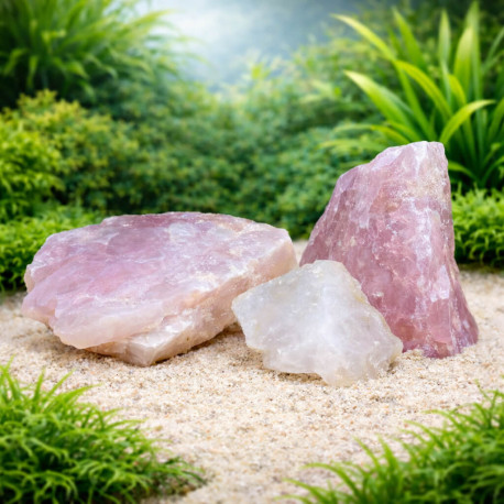 Quartz Rose naturel pour aquarium - pierre semi-précieuse rose tendre