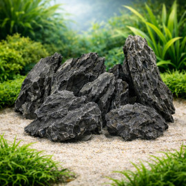 Dark Landscape pierre naturelle sombre pour aquarium - aspect volcanique gris anthracite