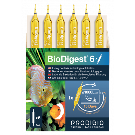 PRODIBIO Biodigest 6 Ampoules - Bactéries pour eau douce et eau de mer