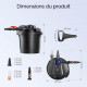 Dimensions Sunsun CPA-5000 : 418 x 382 mm avec 4 embouts 20 25 32 et 38 mm