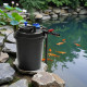 Filtre pression Sunsun CPF-10000 installé au bord d'un bassin à carpes koï
