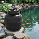 Filtre XXL Sunsun CPF-50000 installe au bord d un grand bassin a carpes koi et nenuphars