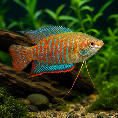 Trichogaster (Colisa) fasciata Couple - gourami labyrinthe paisible - Aquaplante