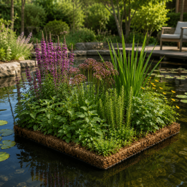 Îlot Flottant Anti-Moustiques pour Bassin - Plantes Répulsives Naturelles