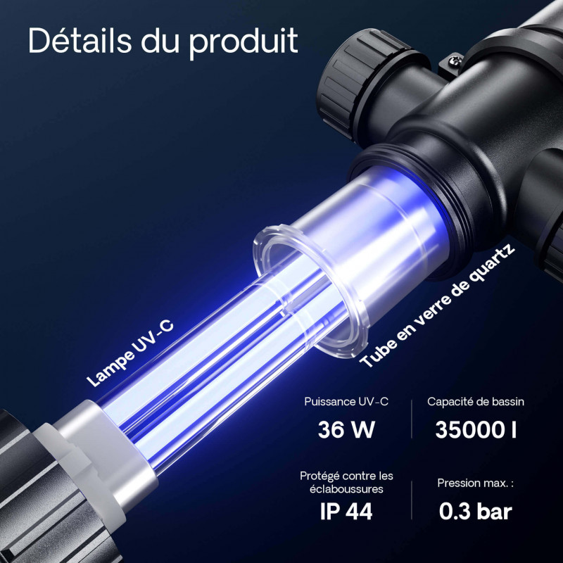 SunSun CUV-136 — flux spirale et désinfection prolongée Flux en spirale SunSun CUV-136 pour désinfection prolongée — écologique sans produit chimique