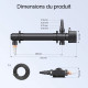 Dimensions du produit — 672 × 162 × 90 mm, raccords 19 à 38 mm, câble 5 m