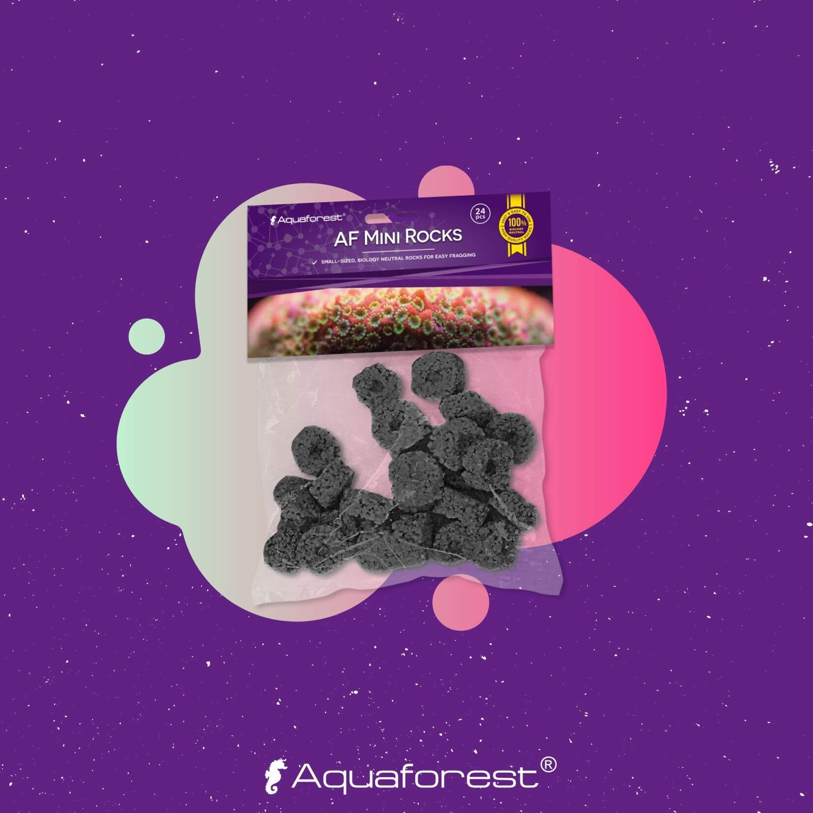 AquaForest AF Mini Rocks Black 24pcs