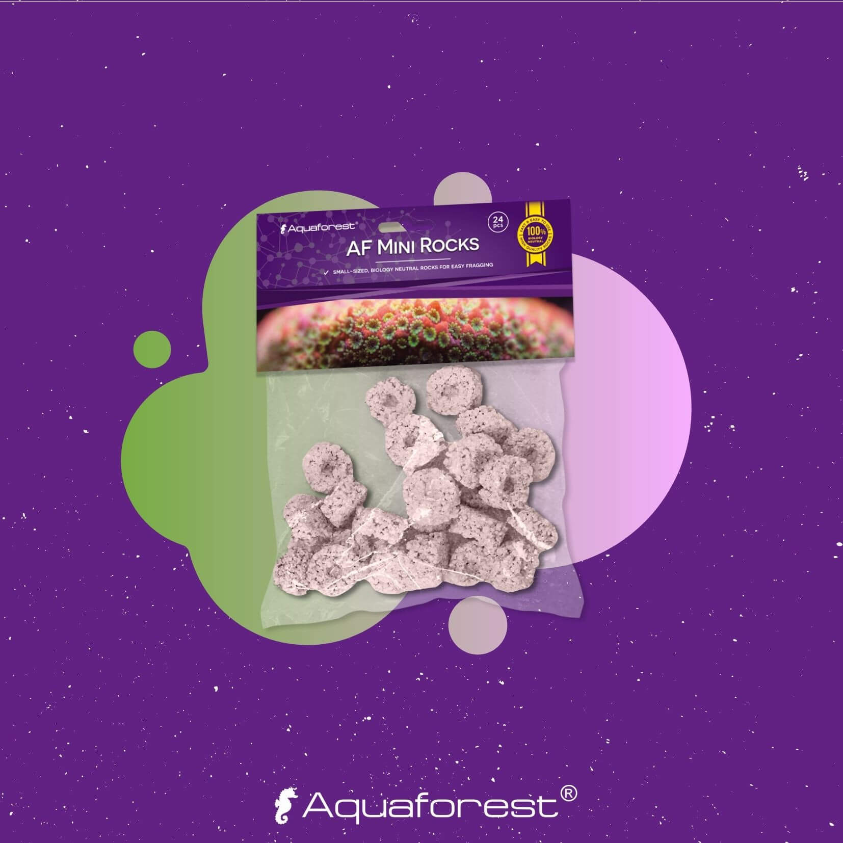 AquaForest AF Mini Rocks Purple 24pcs